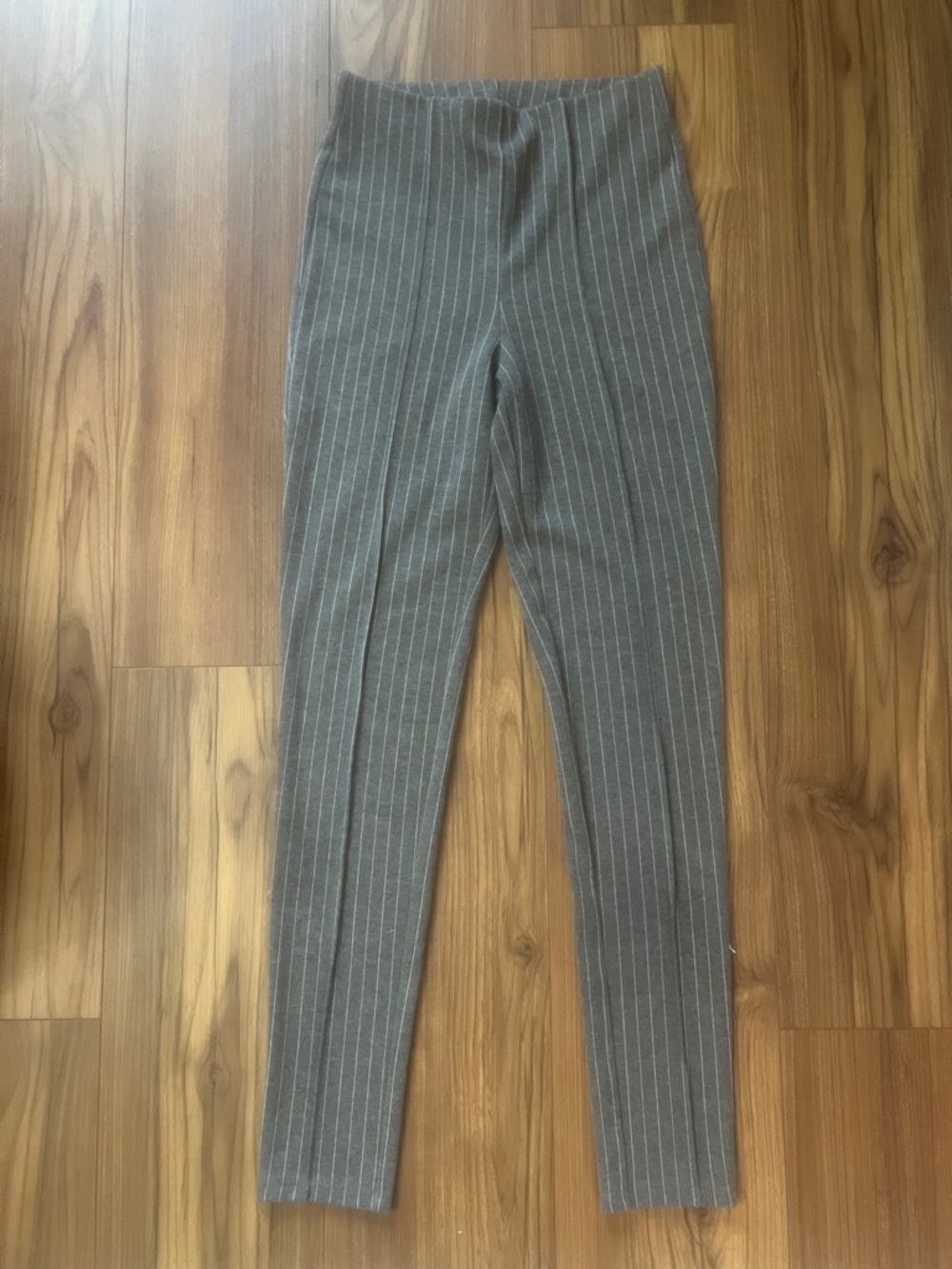 Gray Pinstripe Stretch Dress Pants
